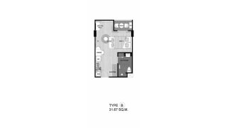 Condominium floor plan, 1 bedroom in The Sea Heaven No. 10990